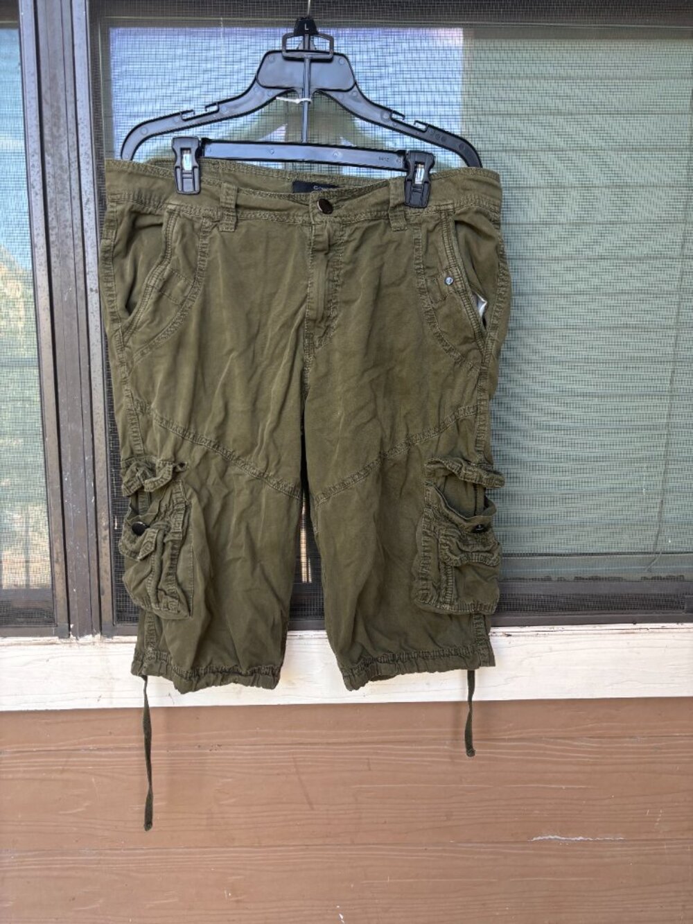 Fried Denim Men’s Olive Green Multi-Pocket Utility Cargo Shorts Size 34